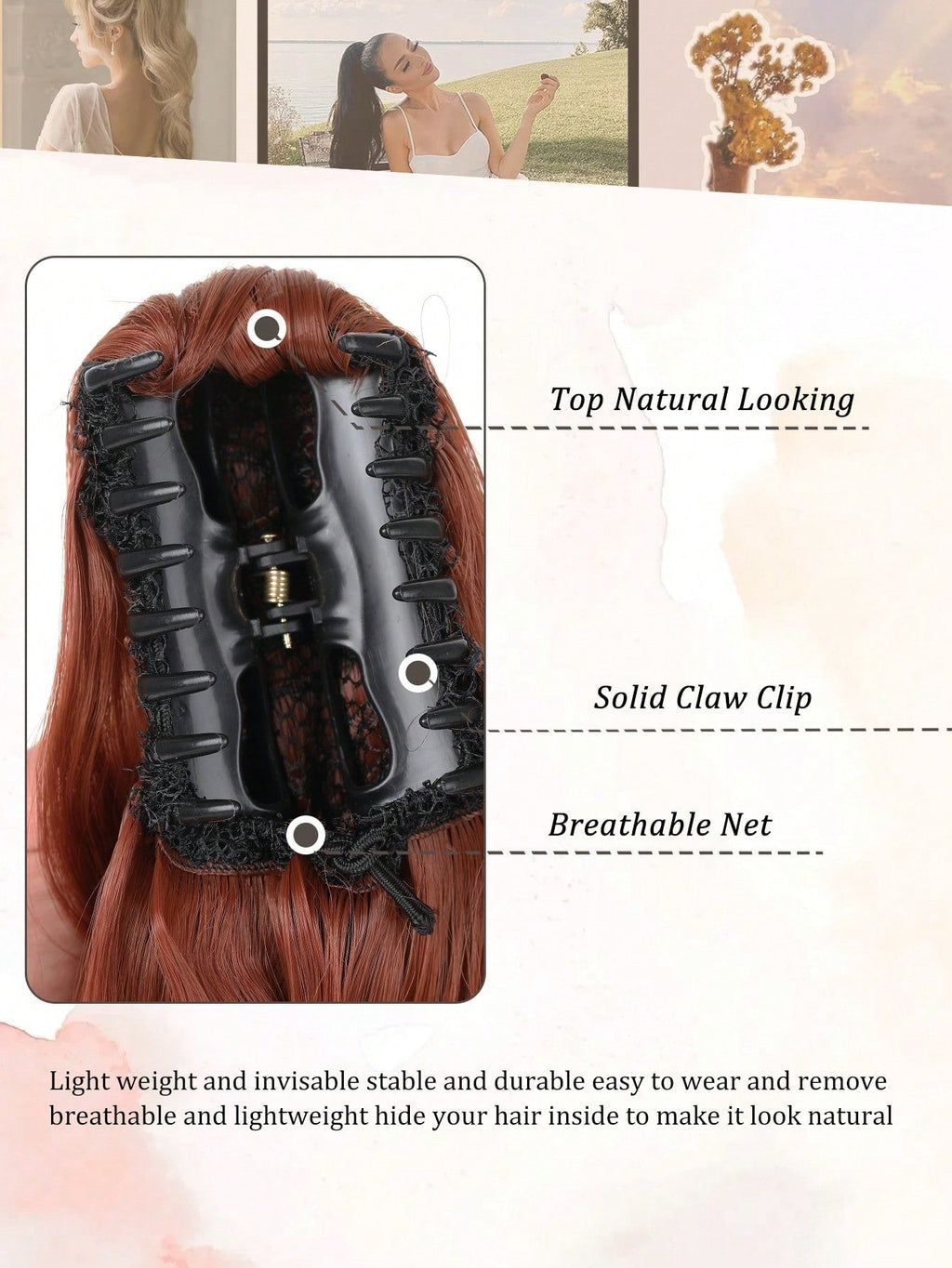 Claw Clip Black Ponytail Extension Curly Wavy Clip in Long Ponytails Hair Extensions