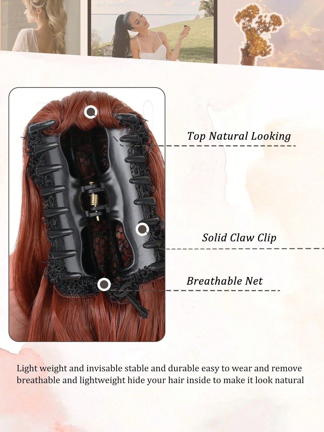 Claw Clip Black Ponytail Extension Curly Wavy Clip in Long Ponytails Hair Extensions