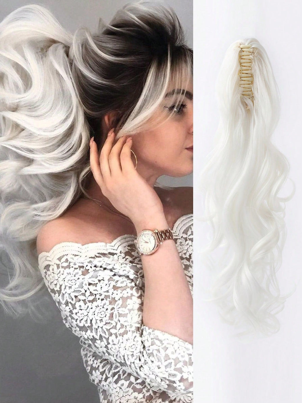 Claw Clip Black Ponytail Extension Curly Wavy Clip in Long Ponytails Hair Extensions