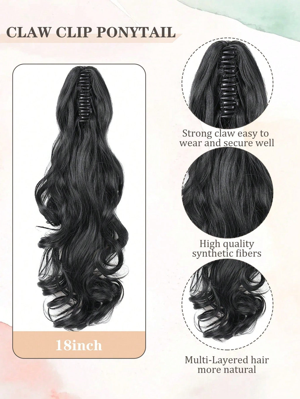 Claw Clip Ponytail Curly Wavy Long Ponytails Hair Extensions