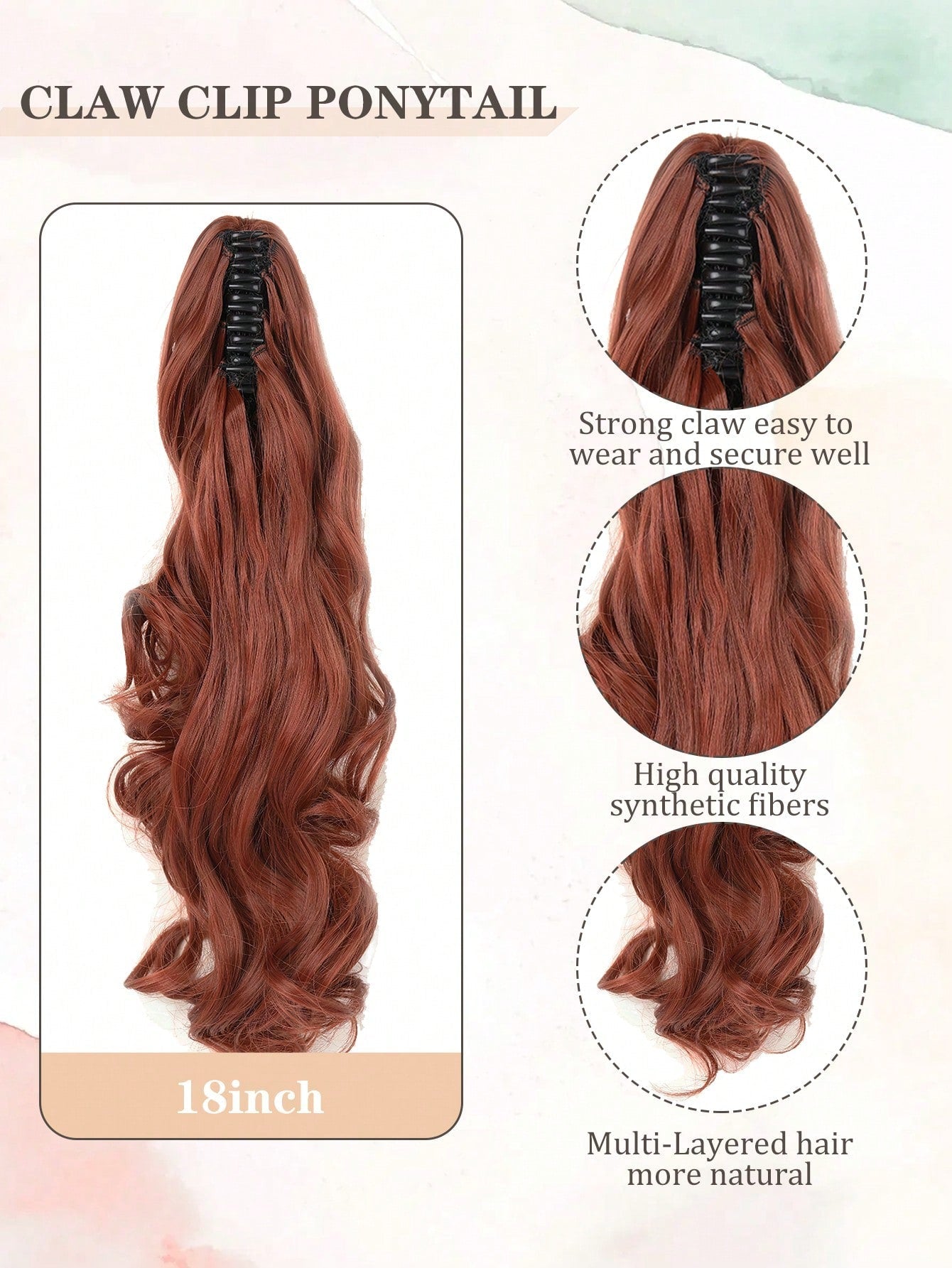 Claw Clip Black Ponytail Extension Curly Wavy Clip in Long Ponytails Hair Extensions