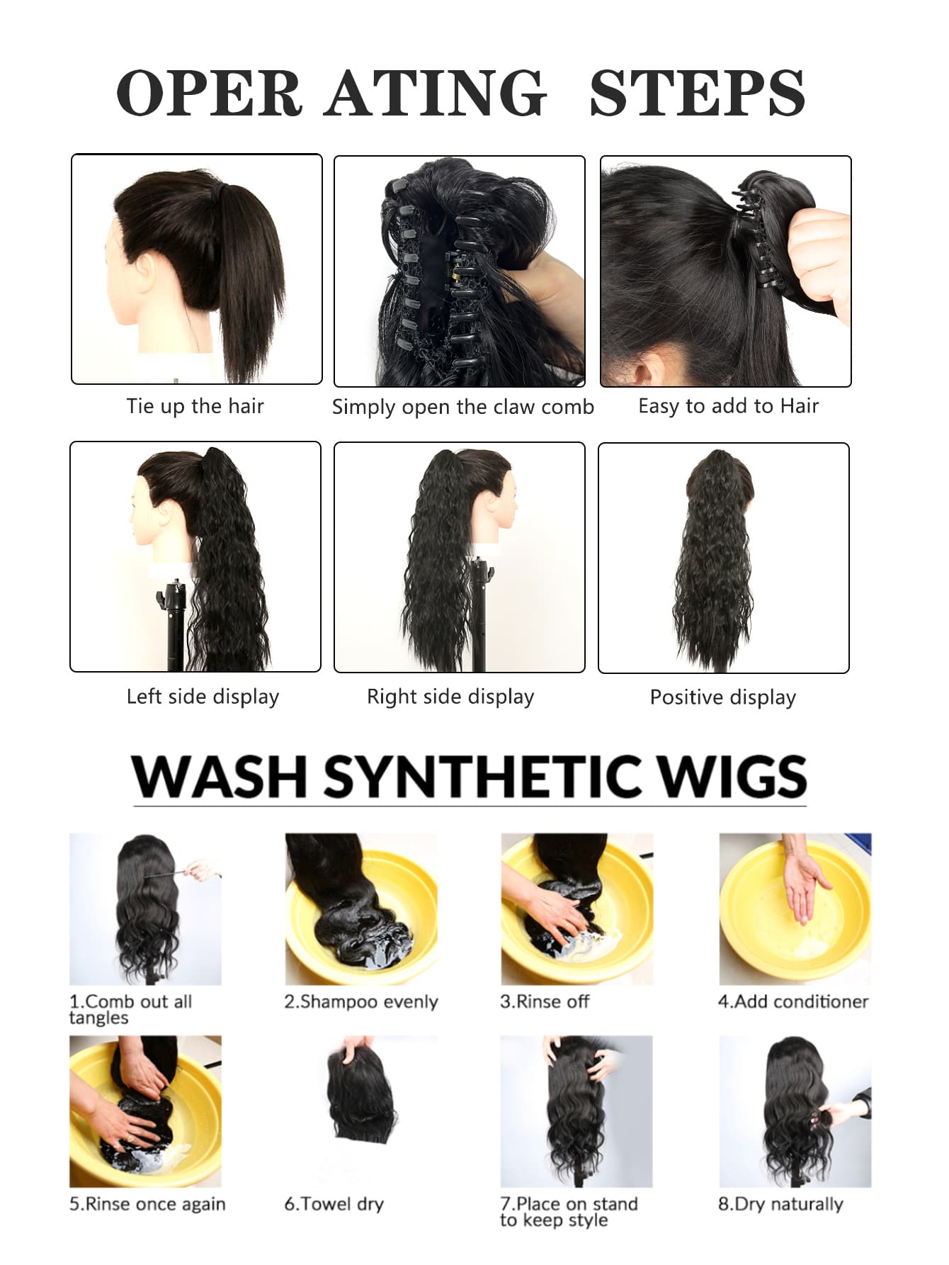 Claw Ponytail 20 Inch Ombre Natural Wavy Clip in Hair Extensions