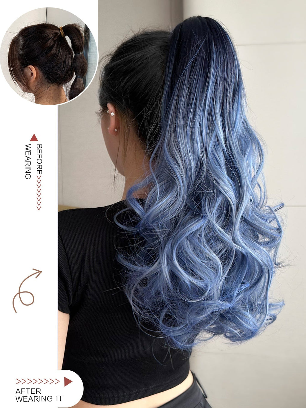 Claw Ponytail 20 Inch Ombre Natural Wavy Clip in Hair Extensions