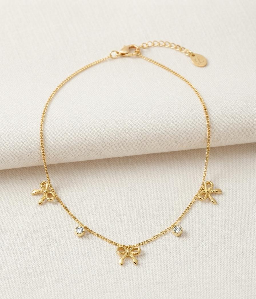 Gold Bow Charm Bracelet