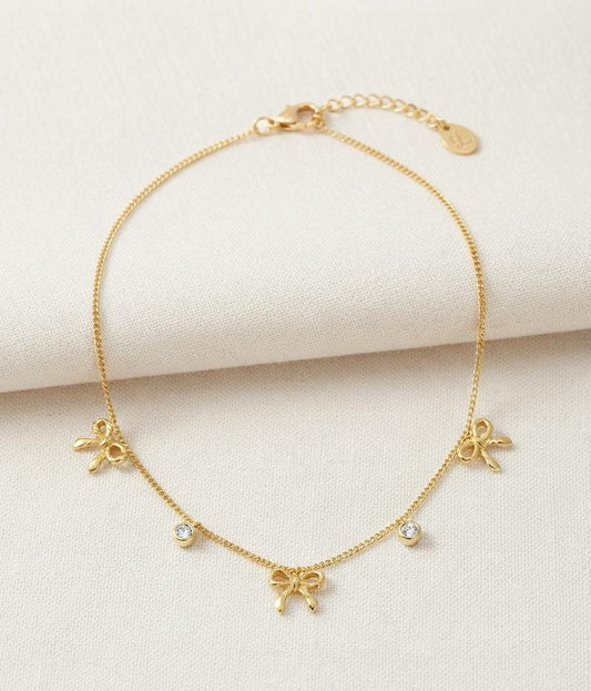 Gold Bow Charm Bracelet