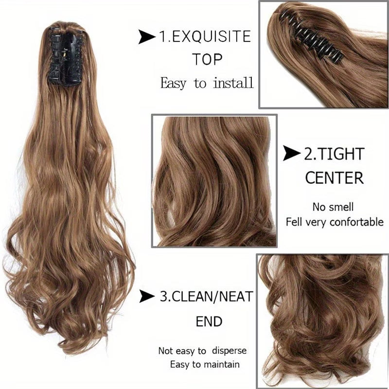 Voluminous Curly Wave Claw Ponytail