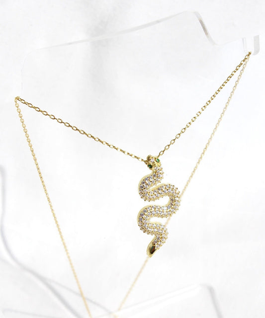 Gold Plated Slithering Snake Necklace