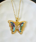 Gold-Colored Butterfly Design Steel Necklace