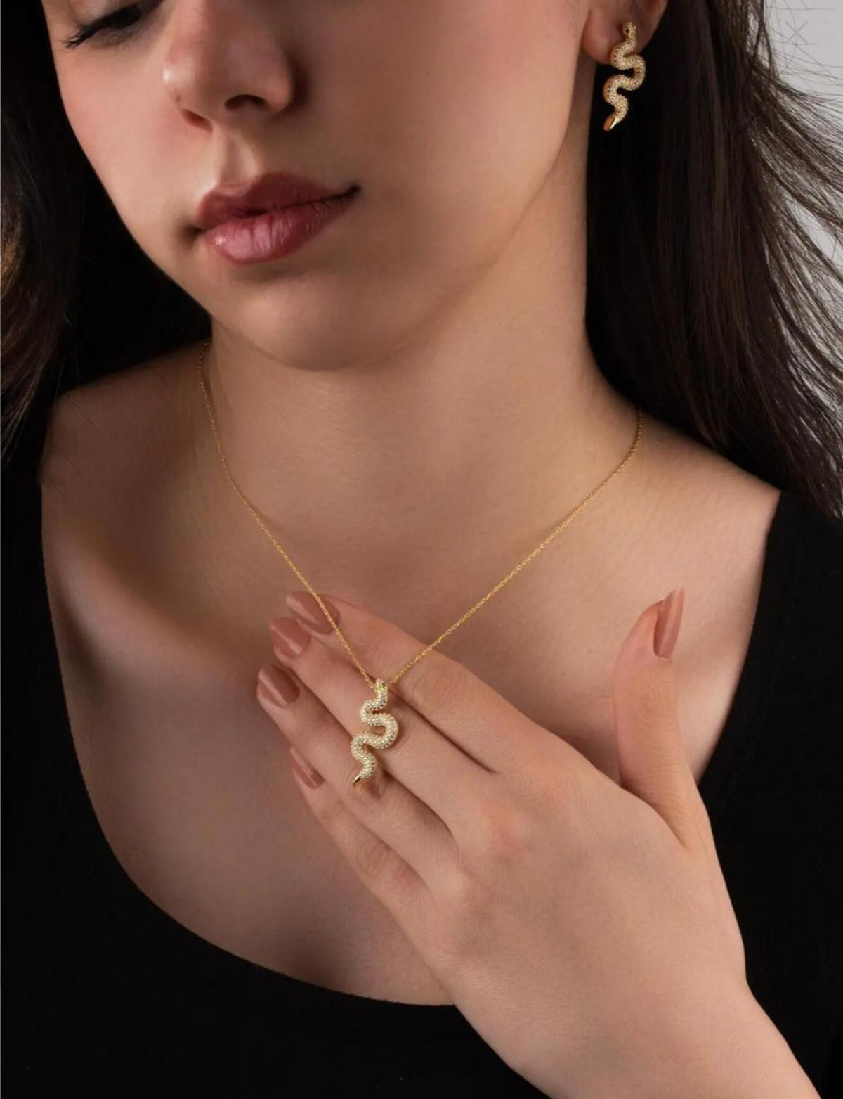 Gold Plated Slithering Snake Necklace