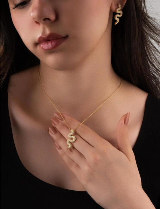 Gold Plated Slithering Snake Necklace